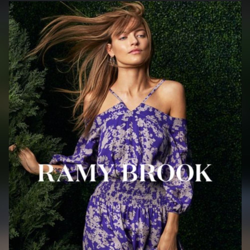 Ramy Brook Manuela dress silk cold shoulder purple floral boho‎ M